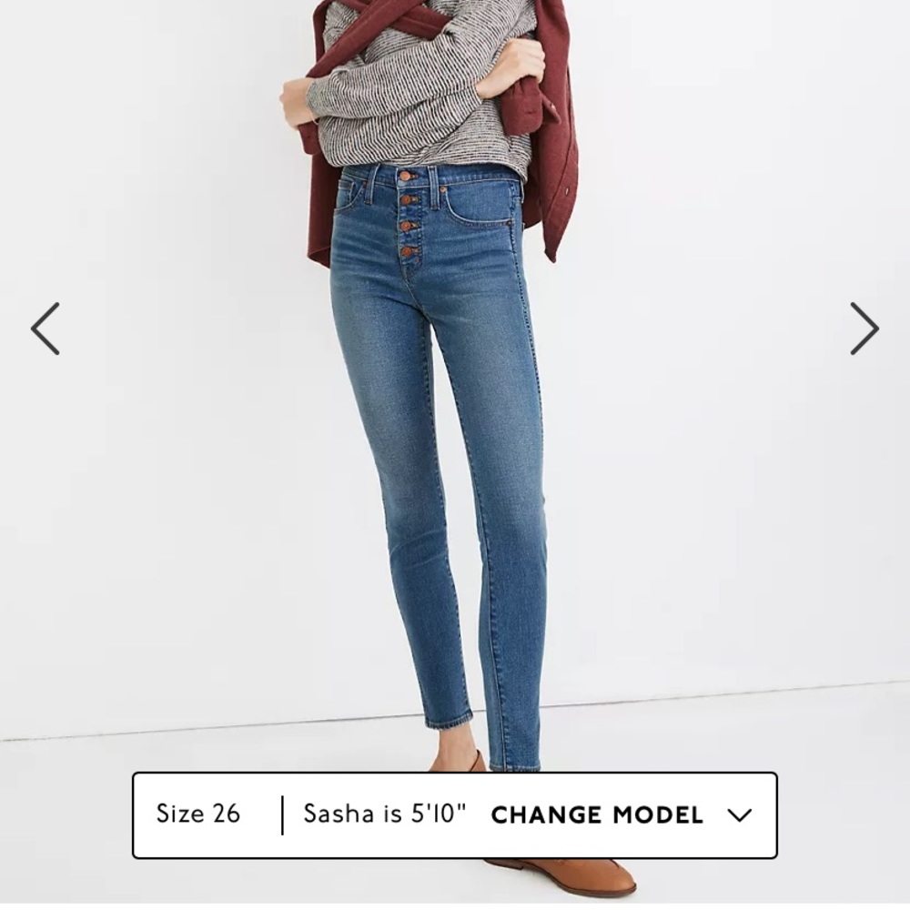 NWT madewell 10” high rise skinny button fly jeans size 24